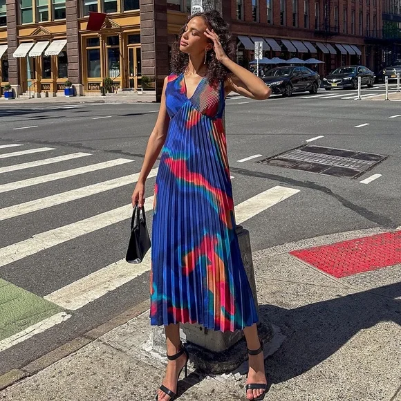 chinese dress ladies Womens 2023 Casual Short Sleeve Floral Printed Midi Dress Summer Boho V Neck  A Line Maxi Pleated Dress with Belt at Amazon Women's Clothing store